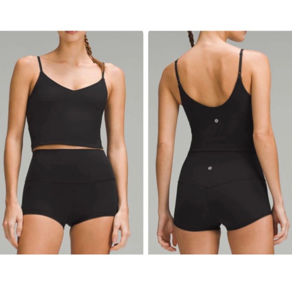 Lululemon 2024 Black Align Cropped Cami Tank Top Light Support, A/B Cup Size 14